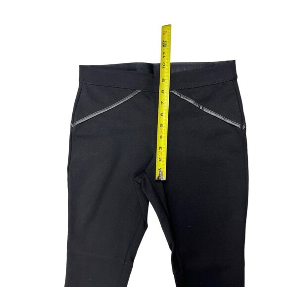 Max Studio Black Skinny Pants Leggings Faux Leather Trim Pull on Size Small - Picture 6 of 12